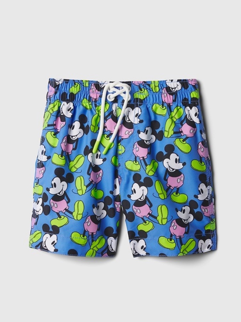 GAP Mickey Mouse Blue Swim Shorts with Neon Yellow & Pink Accents
